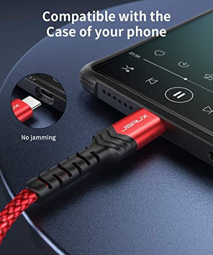 Image of JSAUX USB C to 3.5mm Audio Aux Jack Cable for iPad Pro 2018-Red [3.3ft]