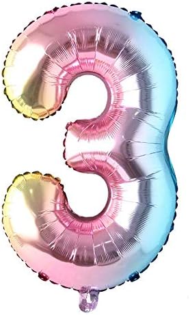 40 inch Rainbow Gradient Colorful Big Size Number Foil Helium Balloons Birthday Party Celebration Decoration Large globos (40 inch Rainbow 3)