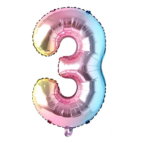 40 Inch Rainbow Gradient Colorful Big Size Number Foil Helium Balloons Birthday Party Celebration Decoration Large Globos (40 Inch Rainbow 3) #TOP19