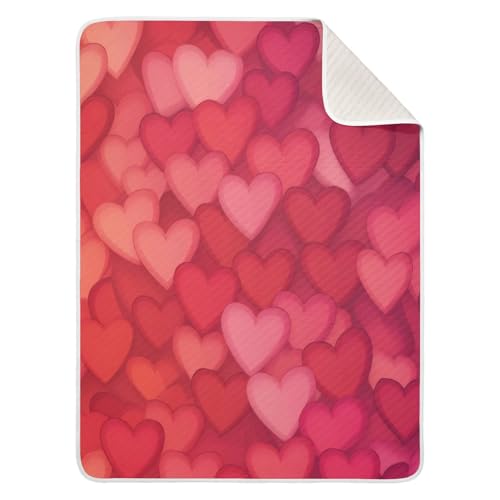 Burbuja Valentine Hearts Baby Blanket for Boys Girls, Nursery Soft Warm Swaddling Receiving Baby Blankets, 30x40 in Toddler Blanket