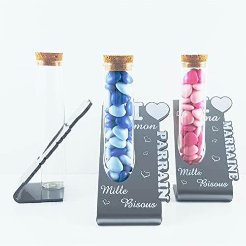 LOT de 2 Soliflores : 1 Parrain & 1 Marraine - Cadeau Baptême, Noël…