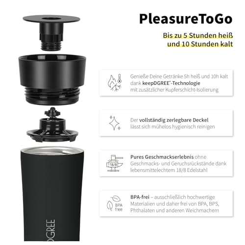 720°DGREE Thermobecher 350ml “PleasureToGo 2.0” - Hält 5h Heiß, 10h Kalt – Bild 2
