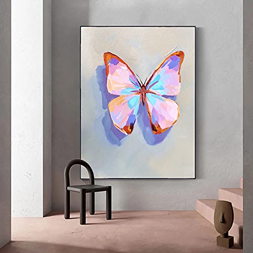 Peinture abstraite d'insecte rose KEBIA 35x50 cm, affiche animalière sans cadre