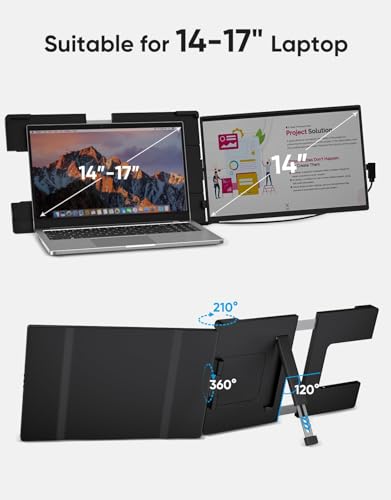 Dopesplay Laptop Screen Extender, 14" FHD 1200P IPS External Portable Monitor for Laptop, Plug & Play Dual Screen Monitor for 14"-17" Laptops, Compatible with Mac, Wins, Chrome, Android, Dex - image 7