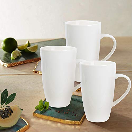 fanquare Juego de Tazas de Café Blancas, Juego de 4, Taza Grande de Porcelana para Capuchino, Café, Té, Cacao, 600ml - Imagen 6