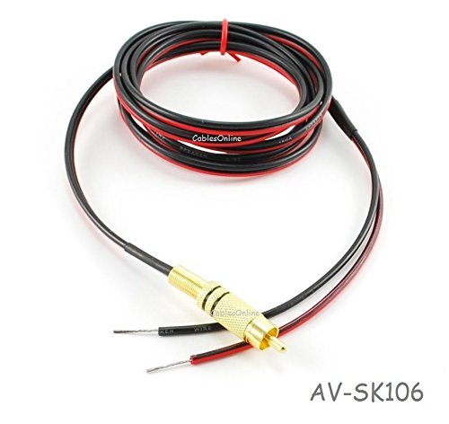 CablesOnline, 6ft 18 AWG Speaker Wire Single Cable with RCA Male Plug, AV-SK106