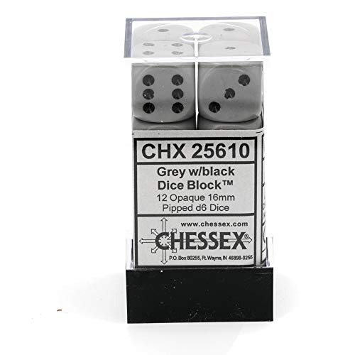 Dnd Dice Set-Chessex D&D Dice-16Mm Opaque Dark Grey And Black Plastic Polyhedral Dice Set-Dungeons And Dragons Dice Includes 12 Dice – D6, Various (Chx25610) #TOP2