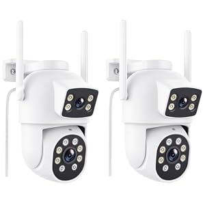 Reobiux 3K Überwachungskamera Aussen mit Doppelobjektiv, PTZ Outdoor WLAN IP Kamera Überwachung Außen mit Automatische Verfolgung, Farbiger Nachsicht, Zwei-Wege-Audio, IP66, 2 Stücke