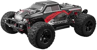VEVOR 1:10 Large RC Car Remote Control Truck with Lights, All Terrain 4WD Off-Road Monster Truck 38 km/h High Speed with 45° Wheelie and 2 Batteries, Hobby Racing Car - Xmas Gift for Adults Boys IPX4