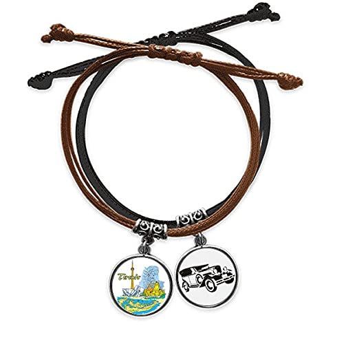 Bracelet corde Toronto chaîne cuir vintage et paysage historique du Canada