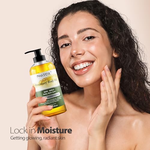 Image of PHATOIL Rosemary Body Oil After Shower with Pump, 260 ml (8.8 fl.oz) Premium Quality Massage Oil Body Oils for Dry Skin, Rosemary Oil for Hair, Blends of Natural Plant Oils and Essential Oils
