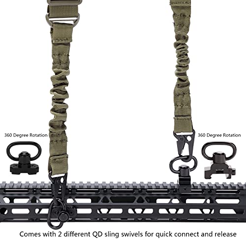 Ratulie 2 Point Sling Quick Adjust Qd Rifle Sling Rifle Strap With Shoulder Pad And Rifle Sling Mount Shotgun Rifle Slings Tactical With 2 Pcs Qd Sling Mount Swivels And 1Pcs D Ring Loop #TOP3