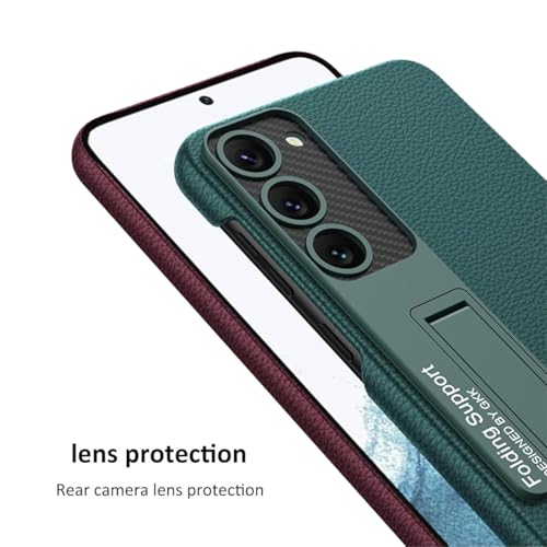 Image of TechTrendz Carbonn Fiber Texture Leather Protective Case for Samsung Galaxy S25 with Built in Kickstand Slim Rear Camera Lens Protective Cover Compatible with S25 5G 2025 (Black)