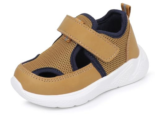 Image of Blikcon Infant & Toddler Boys and Girls Closed-Toe Sandals - Breathable Mesh First Walker Shoes with Adjustable Strap, Lightweight Non-Slip Summer Shoes for 6-24 Months