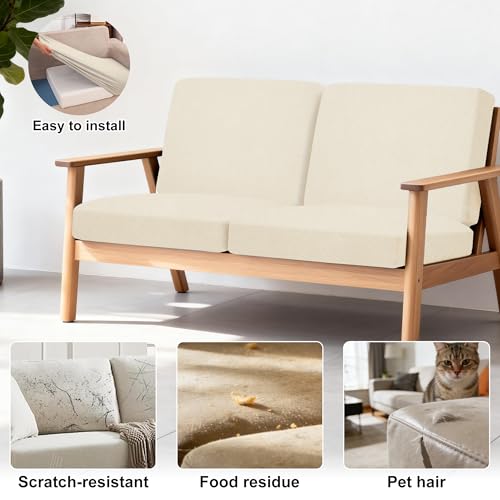 Image of BIETYONE 4Pcs Patio Stretch Cushion Covers,Outdoor Sofa Replacement Cover Slipcovers for Patio Furniture Cushion Covers, Washable Reusable Furniture Protector