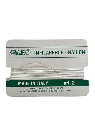 Filo infilaperle con ago colore bianco in nylon per collane