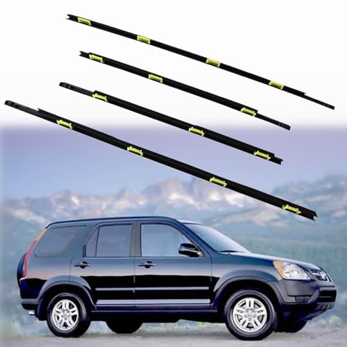 NLQR 4Pcs Outer Door Window Weather Strip, Compatible with Honda CRV CR-V 2002-2006, Replace 72450-SCA-E01 72410-SCA-E01 72950-S9A-003 72910-S9A-003 Sweep Molded Trim Seal Weatherstrip Kit