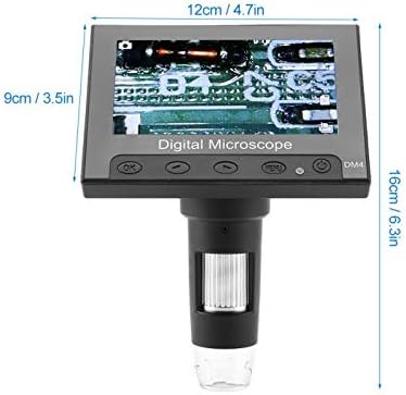 Microscope DM4 2MP 500/1000X Digital Electronic Microscope 4.3" Display Magnifier Comes with a Support Platform and LED Light (Color : Plastic) (Aluminum Alloy)