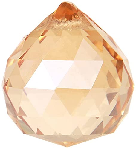 CRYSTA WORLD Crystal Prism Suncatcher Set of 3 Beaded Glass Art Hanging Crystal Sun Catcher Prism Ball for Christmas Tree Decoration and Car Pendants (Golden)