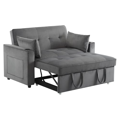 Kangmusi Sofá cama plegable multifunción con función de dormir, sofá cama con soporte para bebidas y almohadas, adecuado para sala de estar, dormitorio, casa de cine en casa