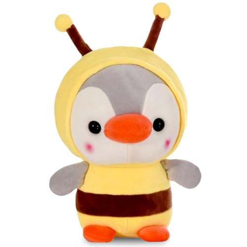 VEghee Cuddly Toy Penguin Bee, 25 cm Plush Toy, Penguin Bee Plush Stuffed Toy, Penguin Bee Soft Filled Cushion, Animal Plush Cushion Toy Gift for Children, Girls, Boys, Cuddly Toys (amarillo)
