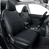 coverdream Forester Leather Seat Covers Custom Fit for 2019-2024 Subaru Forester SUV Seat Cushion,Fully Covered,Airbag Compatible Waterproof Car Seat Protector (Full Set,Black)