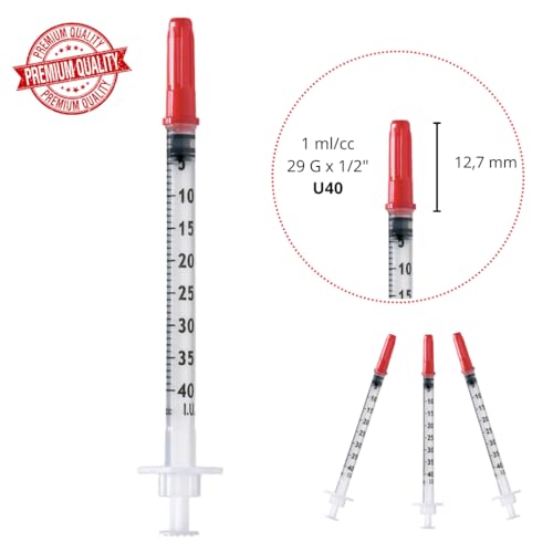10 x 1 ml/cc U40 Plastiktube 29G (0,33 x 12,7mm), Mehrzweck-Messwerkzeuge, Laborzubehör, Einzeln verpackt