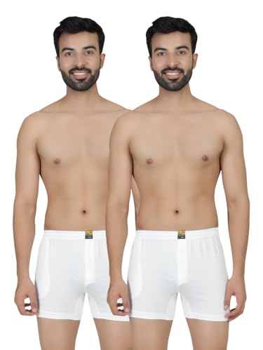 Image of 100% Combed Cotton Outer Elastic White Packet Trunks