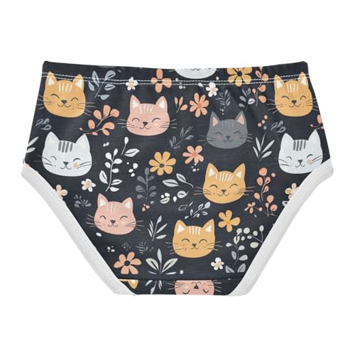 ZZKKO Cat Face Flower Girls Underwear Toddler Panties for Girls Comfort Brief Size 2-8T2