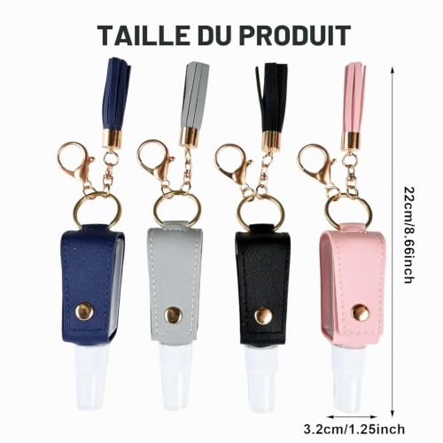 Flacon Voyage Avion 100Ml : Lot de 4 Flacons Vides Voyage 30ml avec Porte-clés en Cuir PU et Po... – Image 2