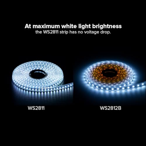Image of SEZO WS2811 LED Strip Light 16.4FT 108 Pixel /M Individual Addressable LED Strip SMD5050 RGB Dream Color Programmable LED Light Strip Flexible 540LEDs DC5V IP30 Non-Waterproof Black PCB