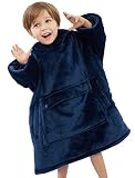Picture of NOUKOW Wearable Blanket Hoodie for Toddlers Oversized Sherpa Blanket Sweatshirt Flannel Sweater Blanket 2-6 Years Old Boy Birthday Gifts Navy
