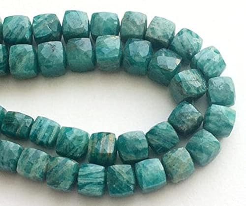 Natural Amazonite Cube Beads Pierres Vertes Facettées pour Collier - 2