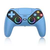 Dinosoo RGB Wireless Controller for PS5/PC, with Bluetooth, Turbo, Macro, Dynamic Vibration, 6-Axis Motion Control, 3.5mm Audio Jack, Speaker