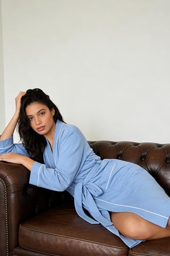 Image of HEARTNICE Womens Cotton Robe, Soft Kimono Spa Knit Long Bathrobe Lightweight Loungewear