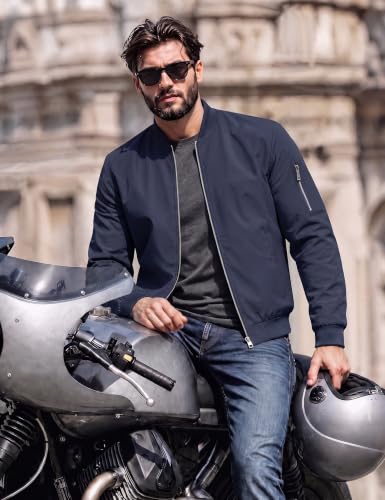 Image of MAGCOMSEN Men's Jacket Lightweight Windbreaker Bomber Jacket Windproof Casual Jacket Zip Up Coats Outwear with 5 Pockets