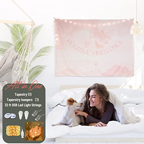 Kylly 3 In 1 Tapestry+ Tapestry Hangers +Led Light String For Bedroom Aesthetic Tapestry Wall Hanging Nature Tapestry Tapestry For Men Animal Elephant Black #TOP1