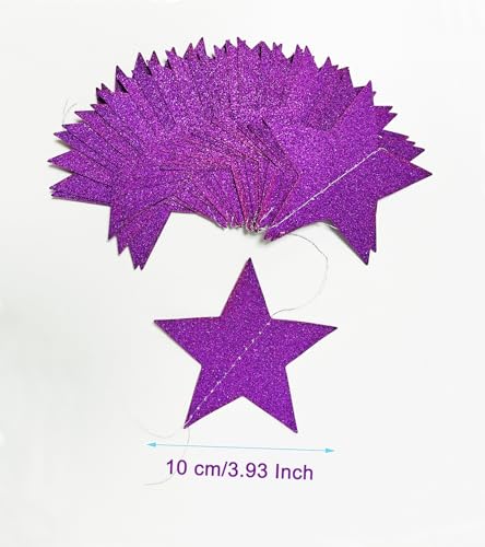 Image of 3-Pack Purple Star Garland Banner - Twinkle Twinkle Little Star Decorations for Christmas, Baby Shower & Birthday, 4 inch x 13ft Each, Holiday Party Hanging Decor