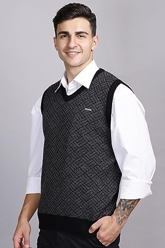 Image of GODFREY Woolen V Neck Sleeveless Half Sweater for Man Winter