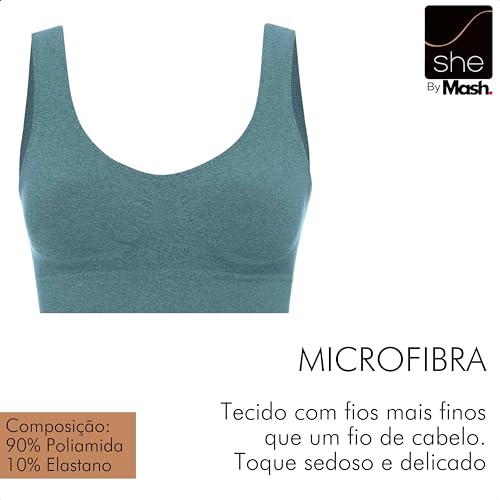 Kit 2 Top Sem Costura Regata Microfibra Sem Bojo Com Ajuste Anatômico She By Mash, 1 Cinza Claro - 1