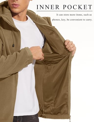 Image of CRYSULLY Men's Tactical Hoodies Jacket Warm Winter Fleece Jacket