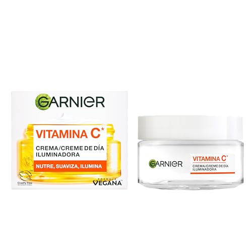 Garnier, Crema de Día Iluminadora con Vitamina C, Corrige líneas y Potencia la luminosidad en 24H, Fórmula Vegana, 50 ml