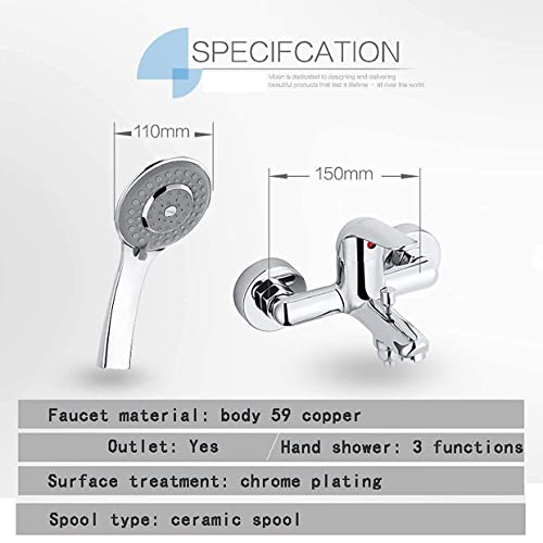 Système de douche chromé effet pluie et douchette à main 2 fonctions - 4