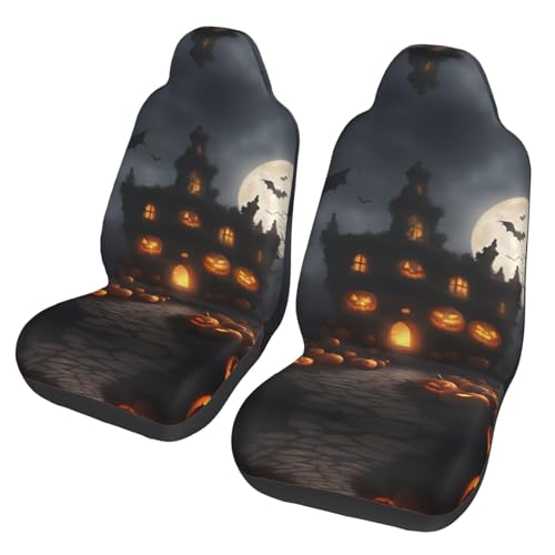 Housse de siège avant universelle avec motif citrouille Halloween et impression complète