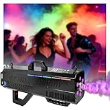 1500W Fog Cannon with 7-Color LED Lights, Handheld Smoke Machine with Shoulder Strap, Quick Heating & Strong Cooling for Halloween Party, Stage, DJ Events, Black