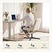 DUMOS Criss Cross Chair No Wheels Wide Cross Legged Office Desk Vanity Chair Comfy Fabric Armless Adjustable Swivel for Home Computer Task (Beige)