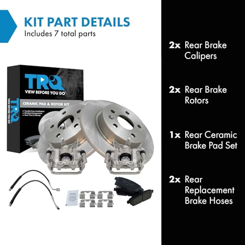 Image of TRQ Rear Brake Pad & Rotor Kit Ceramic Compatible with 2014-2017 Buick Encore 2015-2017 Chevrolet Trax