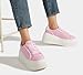 LUCKY STEP Women's Platform Fashion Sneakers Classic Wedge Canvas Casual Low Top Retro Walking Shoes(Pink,8 B(M) US)