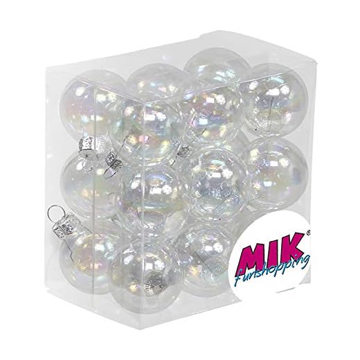 MIK Funshopping julgransdekoration mini julkulor av glas (diameter: 30 mm – förpackningsenhet: 18 stycken, klar iriserande)
