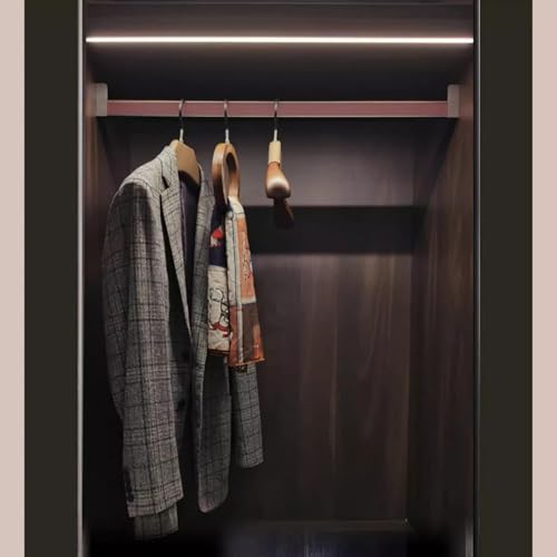 XUCAJING Wardrobe Rail Stylish Leather Metal Closet Clothes Rack, Top Mount Wall Mounted Closet Bar, Space Saving Wardrobe Tube Pole with Brackets, Easy to Install Le/K Red/30Cm(11 3/4") Length
